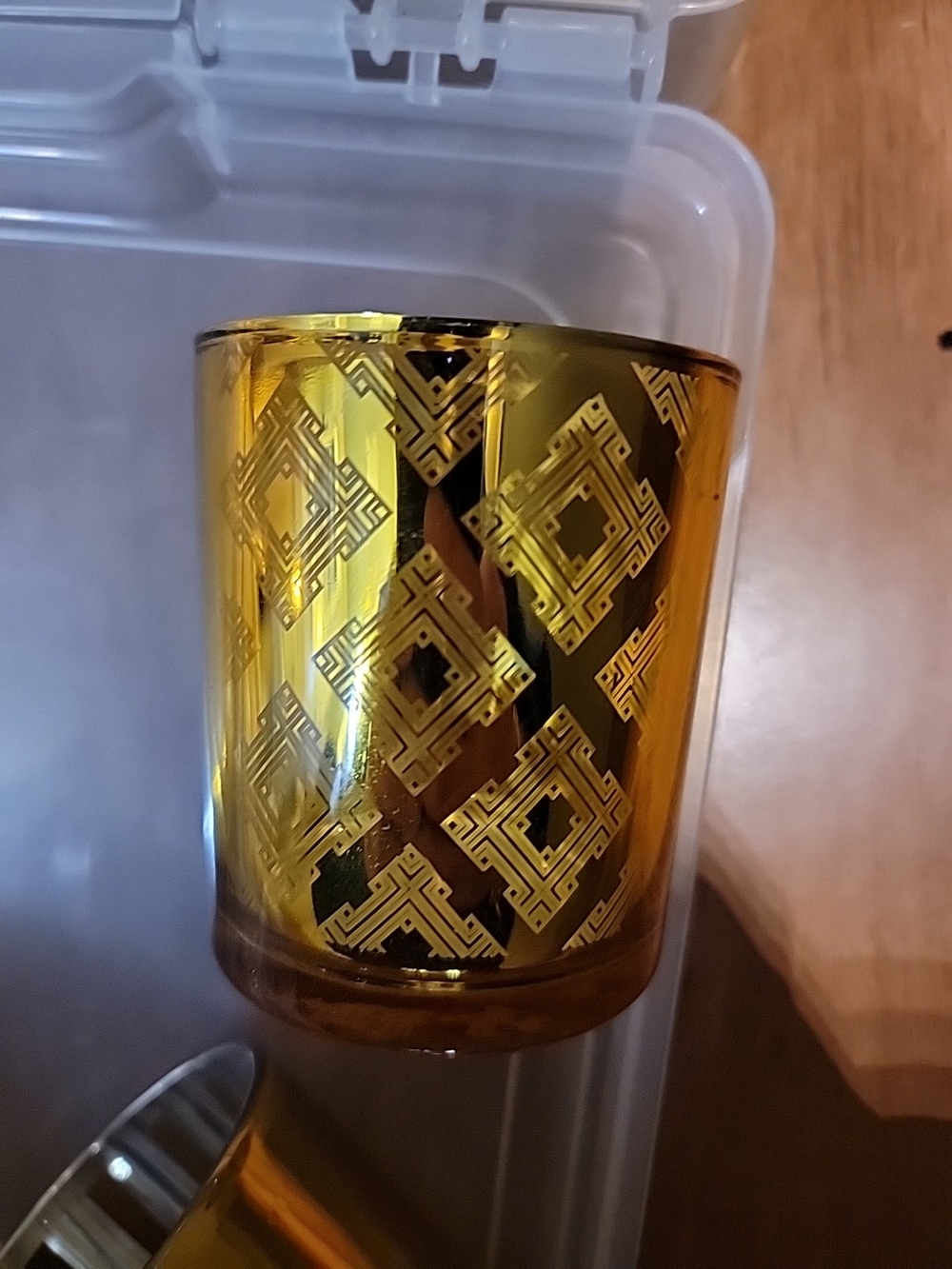 Gold Patterned Glass Votive Holder - Elegant Home Accent